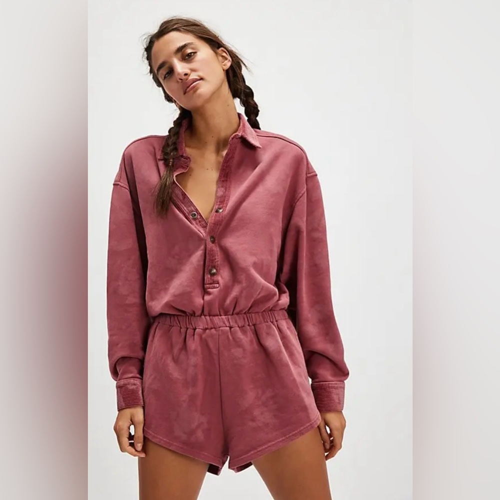 We The Free Carson Washed Romper NWOT  Color Marsala